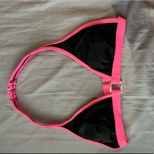 Black and Pink Triangle Bikini Top